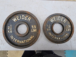 23NN78 Weider Olympic Weight Plates, Cast Iron: (1) 1-1/4 Kg &amp; (1) 2-1/2 Kg, 8#6 - £24.95 GBP