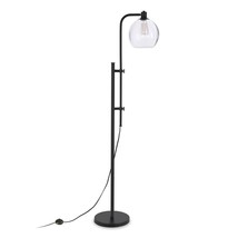 68&quot; Black Adjustable Reading Floor Lamp With Clear Seeded Glass Globe Shade - £181.35 GBP