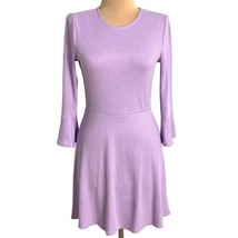 Urban Outfitters Lilac Ribbed Knit Skater Dress Bell Sleeves Mini Size S... - £14.96 GBP
