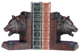 Bookends Rustic Bear Head Mountain Burled Wood Resin OK Casting USA Made - £207.03 GBP