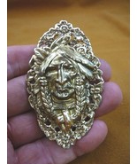 B-NATIVE-27-5) Native American braids flower floral oval brass Pin Pendant - £21.47 GBP