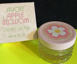 Avon Apple Blossom Cream Sachet Vanity Jar Original Box  Vintage -Trinke... - $6.26