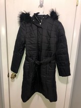 NEW Jessica London Black Faux Fur Hooded Puffer Jacket Womens 14W Full Zip - £25.71 GBP