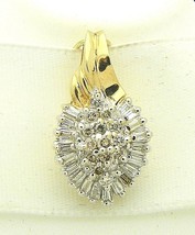1/3 ct DIAMOND CLUSTER PENDANT REAL SOLID 10 k GOLD 2.7 g - £329.01 GBP