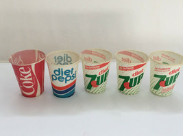 Vintage small wax soda pop cup lot coke diet pepsi diet 7Up old fountain... - $19.75