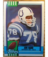 Jon Hand Topps Football Card Indianapolis Colts 1990 NFL 308 +1995 Ticke... - $246.56 MXN