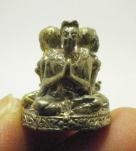 Tiny Khunpaen chant magic mantra with 2 ladies mini metal amulet Thai Talisman S - £24.45 GBP