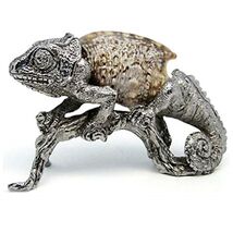 Chameleon Lizard Natural Sea Shell and Pewter Sculpture - $39.98