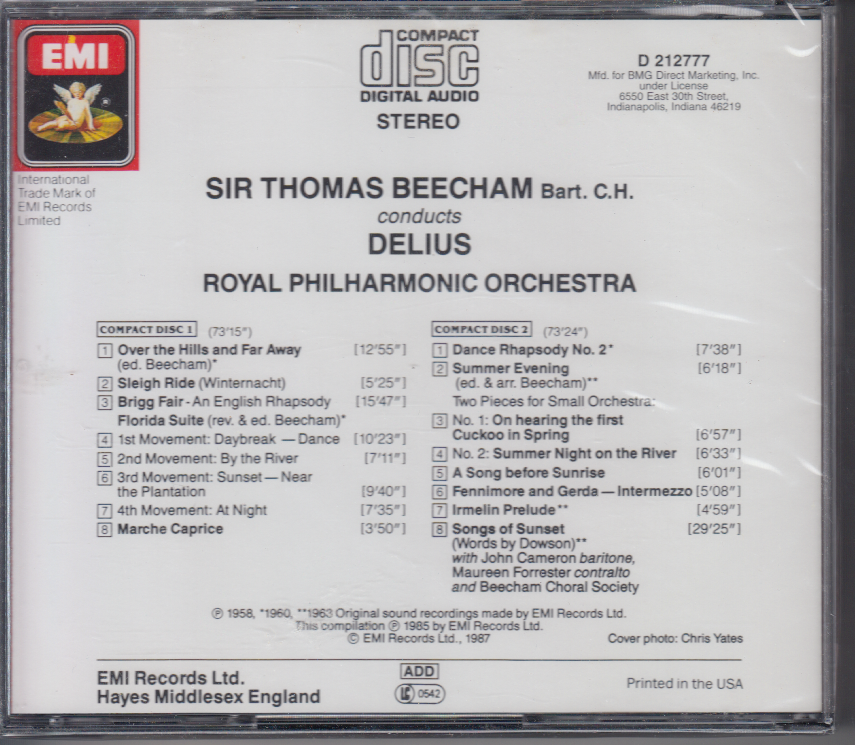 Beecham Conducts Delius (2-CD set) Classical Music BMG Club Release Version Item image 2