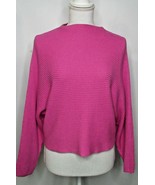 Leith Bat Sleeve Crop Sweater Womens Bright Pink Boat Neck Wool Blend So... - £13.57 GBP