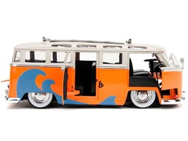 1962 Volkswagen Bus &quot;Santa Monica Surf Club&quot; Orange and White with Graphics wit - £31.89 GBP