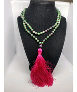 6 mm Rnd 108+1 Beads RUBY ZOISITE Jaap Mala Rosary Japa Mala, Jewelry En... - $33.42
