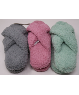 Women&#39;s Slipper Socks Gripper Bottom Cross Band Fuzzy Slippers S/M Lot of 3 - $25.56 CAD