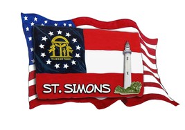 USA/GA Flags St Simmons Lighthouse  Decal Car Wall Window Cup Cooler Laptop - $6.95+