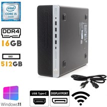 Fast HP Desktop Computer PC i5-7500, 16GB RAM, 512GB SSD, Windows 11 Pro... - $149.95