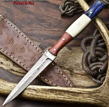Double Edged Damascus steel Dagger boot Knife Texas flag handle x71 - $23.72