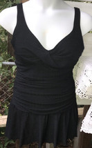 White Stag Women’s Size XL (16/18) Black Swimsuit Swimdress 1 Pc. skirted Modest - $29.38