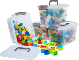 Citylife 4 Packs 5.3 Qt Stackable Storage Containers For Organizing Clear - £33.24 GBP