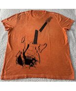 John Varvatos Star USA Men's Stone Wash Orange Broken Guitar Graphic T-S... - $37.98