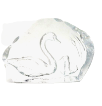 Cristal D&#39;Arques Lead Crystal Paperweight Mother Baby Swans Clear Glass - £18.77 GBP