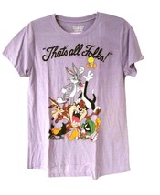 Looney Tunes That&#39;s All Folks Women&#39;s Short Sleeve Lilac Purple T-Shirt ... - £11.95 GBP