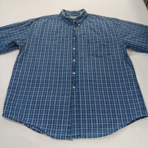 St John's Bay RN#93677 Men's Blue Check Plaid Button-Down Collar Shirt Size L image 10