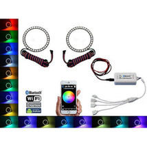 90mm BLUETOOTH Multi-Color Changing LED RGB Headlight Angel Eye Halo Rings Pa... - £78.43 GBP