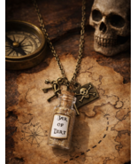 Jar of Dirt Pirate Charm Necklace ☆ Glass Bottle Pendant ☆ Pirates of Ca... - $15.83