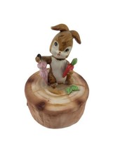 Vintage Rabbit Bunny with Carrot Small Trinket Jewelry Box Figurine #7517  - £11.80 GBP