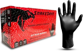 Snakeskyn Black Nitrile Glove 6 Mil Thick Industrial Grade Non Latex Powder Free - £35.16 GBP
