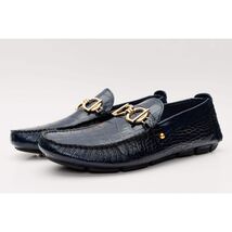 The Pisa Navy Blue Leather Bit Drive Loafer Men Shoe image 2