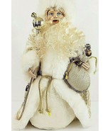 Terry&#39;s Village Christmas Santa Tree Topper I6&quot; Ivory &amp; Gold - £16.22 GBP