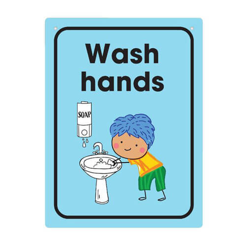 Durus Wash Hands Wall Sign (225x300mm) - School - $38.08