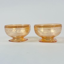 Vintage 2 Orange Lusterware Carnival Glass Footed Sherbet Dishes Pedesta... - £18.80 GBP