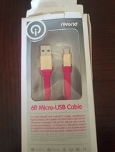 Micro-USB Flat Cable 6 ft Pink iWorld - $16.73