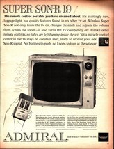 1961 Admiral Vintage Print Ad Television Super Son-R Remote Control Portable B&amp;W - £19.27 GBP