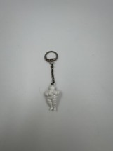 Vintage MICHELIN MAN Miniature White Keyring Advertisement Plastic Collectible - $9.72