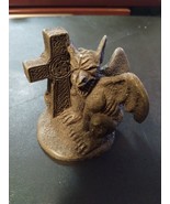 Winged Gargoyle with Cross Resin Made 3&quot; X 3&quot;  Gargoyle RARE Statue - £27.72 GBP