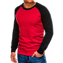 ColorBlock Pullover Sweatshirt   Crewneck Raglan Long Sleeve Red &amp; Black... - £20.44 GBP