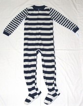 Carters Fleece Footed pajama Blanket Sleeper Size 6 Rugby Stripe Gray/blue - £22.30 GBP