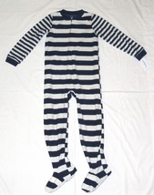 Carters Fleece Footed pajama Blanket Sleeper Size 6 Rugby Stripe Gray/blue - $26.60