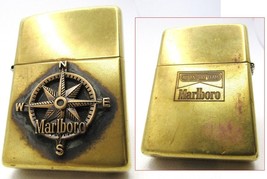 Marlboro Compass Metal Brass Adventure Team Zippo 1997 Fired Rare - £167.47 GBP