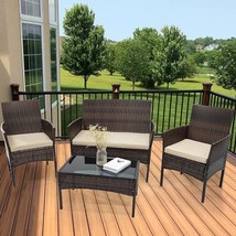 Patio Furniture Set, 4 Pieces Porch Backyard Garden Outdoor Furniture Ra... - $478.99