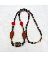 Schöne Vintage Handarbeit Thai Glasperlen Lange Halskette Geschenk - $589.84 MXN