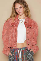 POL Raw Hem Button Up Cropped Denim Jacket - $51.00