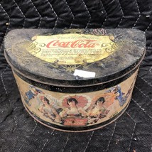 Vintage Coca-Cola Half-Moon Tin &quot;The Drink of All the Year Coca-Cola&quot; - £3.95 GBP