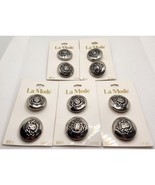 10 Vintage La Mode Buttons Set #2430 Silver Embossed Size 36 (7/8) NOS J... - £9.16 GBP