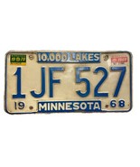 Minnesota License Plate 1968 #1JF 527 MN ‘68 Vintage 10,000 Lakes - £11.72 GBP