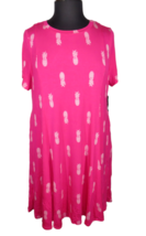 Torrid Plus Size 1X Pink Pineapple Print Short Sleeve Dress, Pockets, Su... - £27.51 GBP