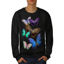 Wellcoda Butterfly Multicolor Mens Sweatshirt, Spring Casual Pullover Jumper - £24.12 GBP+